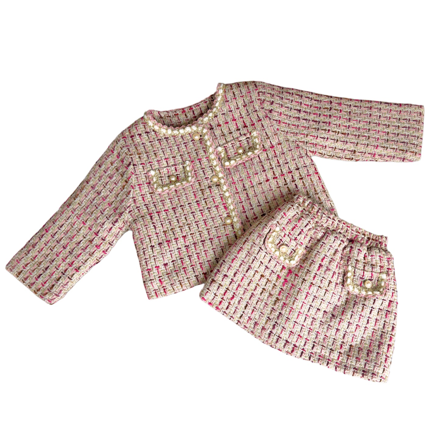 Conjunto de chaqueta y falda con lúrex
