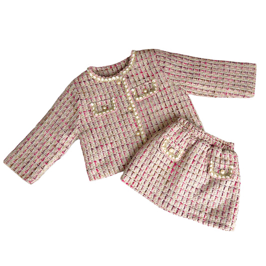 Conjunto de chaqueta y falda con lúrex