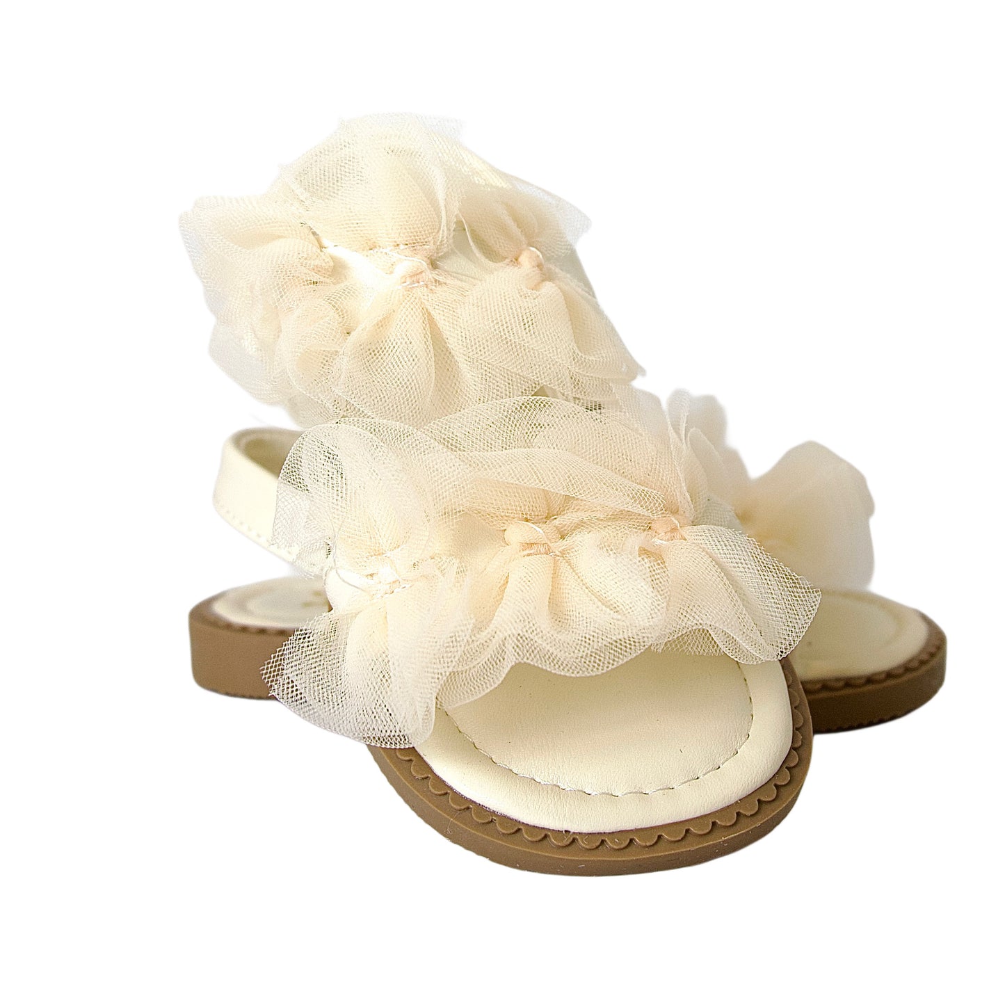Sandalias con moños de tul — un modelo encantador para niñas.