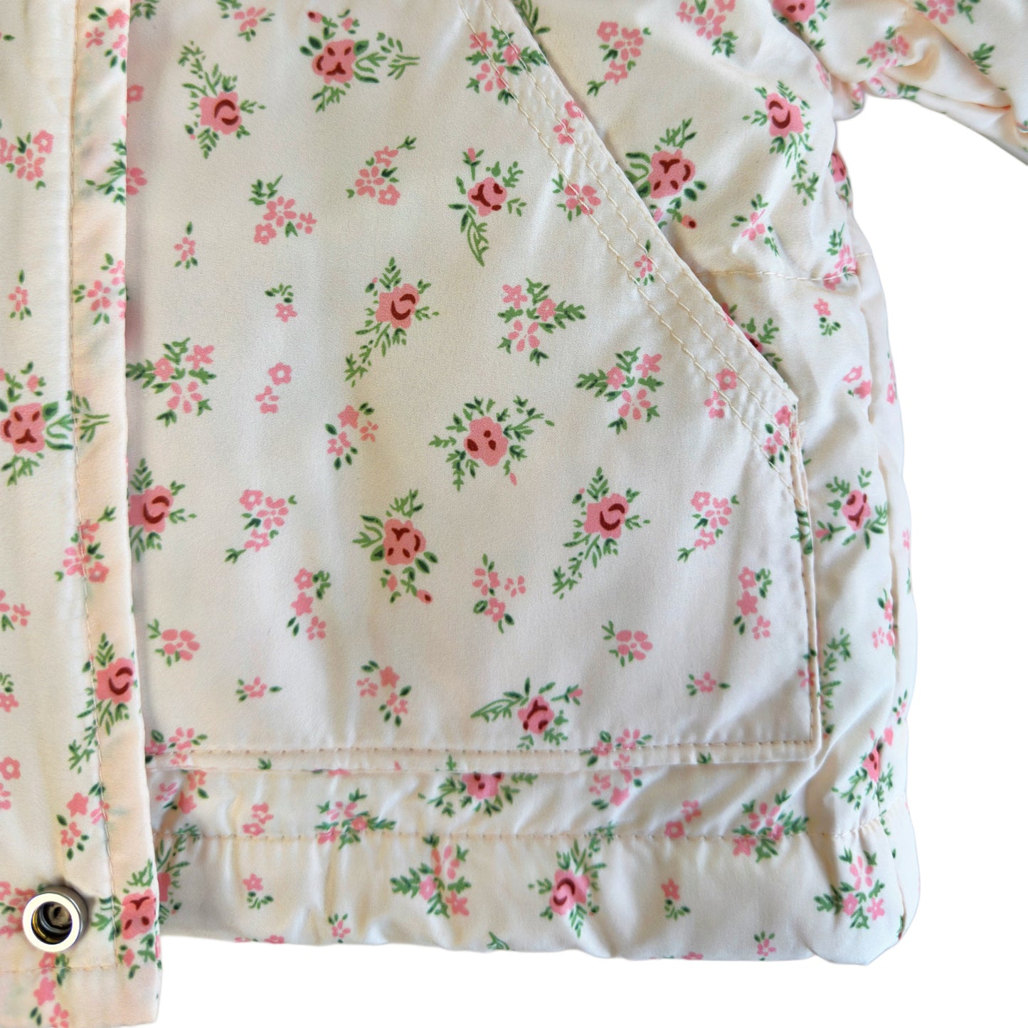 Parka acolchada para niña con capucha y estampado floral – 86-90% plumón de ganso