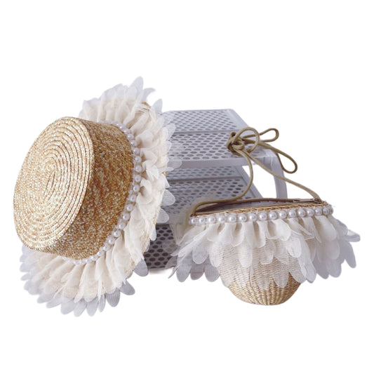 Conjunto de verano para niña: sombrero de paja + cartera