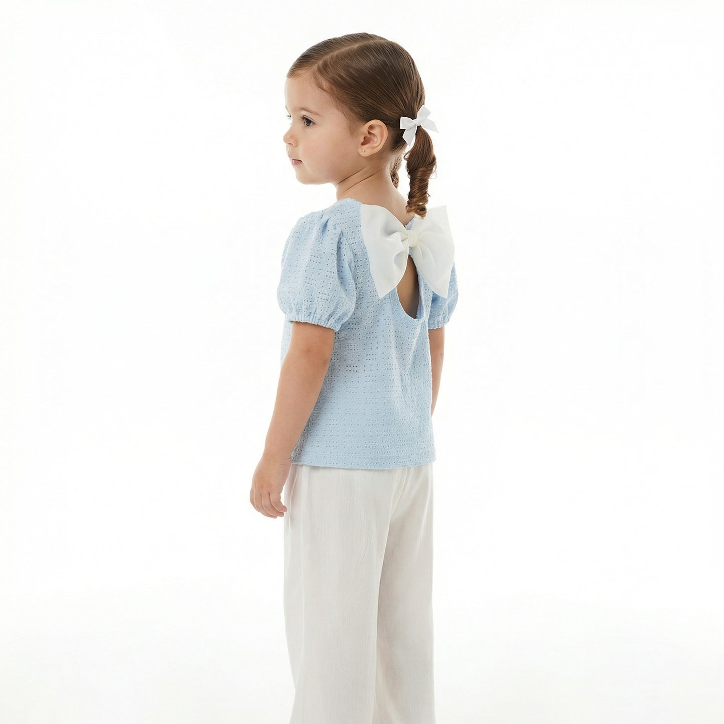 Conjunto Infantil Elegante Celeste y Crema