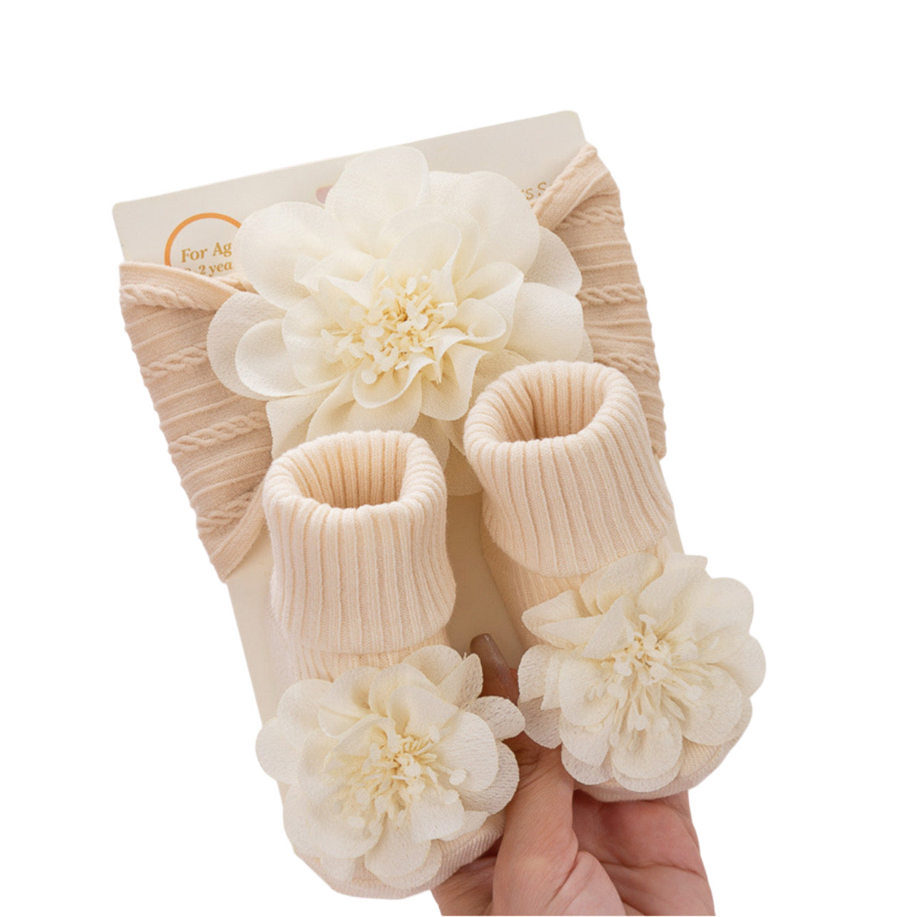 Set para niña (0 a 2 años) — calcetines y cintillo