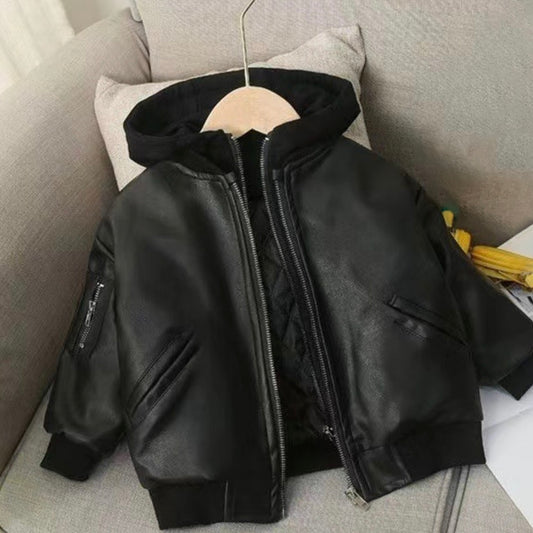 Chaqueta de Cuero Ecológico con Forro — Niño