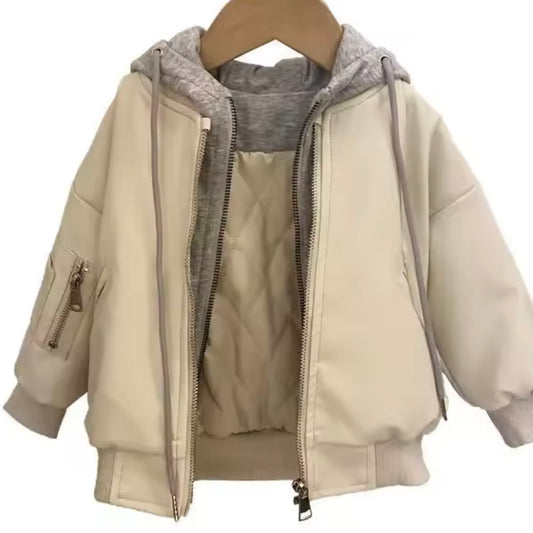 Chaqueta de Cuero Ecológico con Forro — Niño
