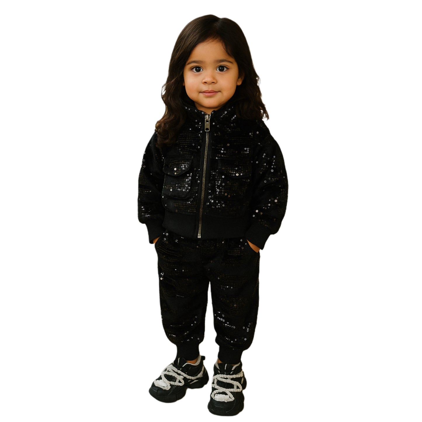 Conjunto para niña de terciopelo con lentejuelas