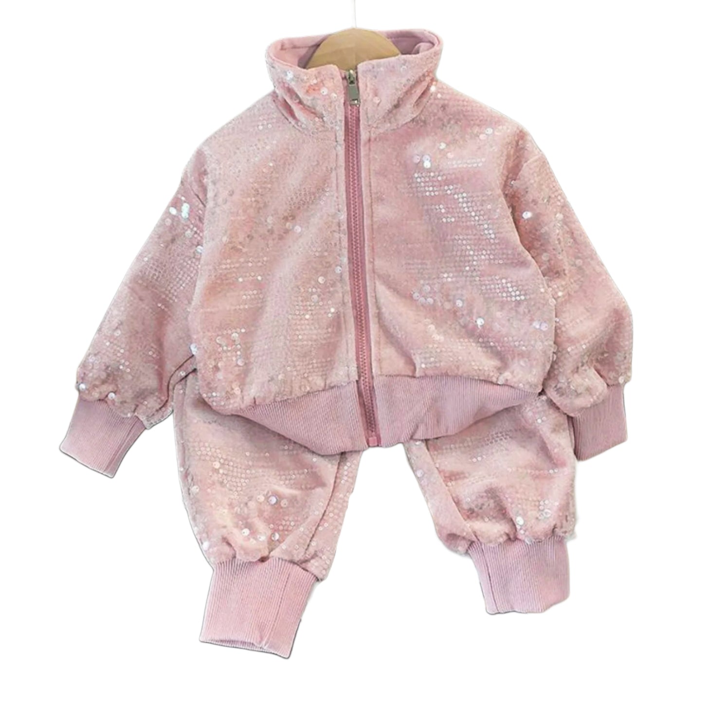 Conjunto para niña de terciopelo con lentejuelas