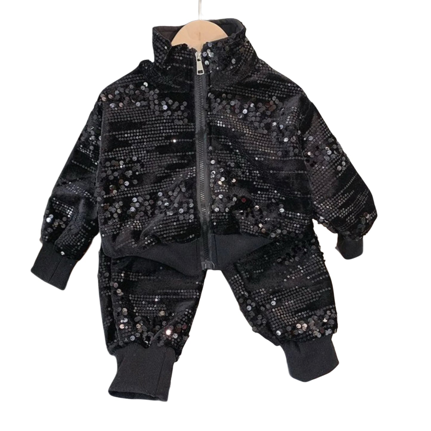 Conjunto para niña de terciopelo con lentejuelas