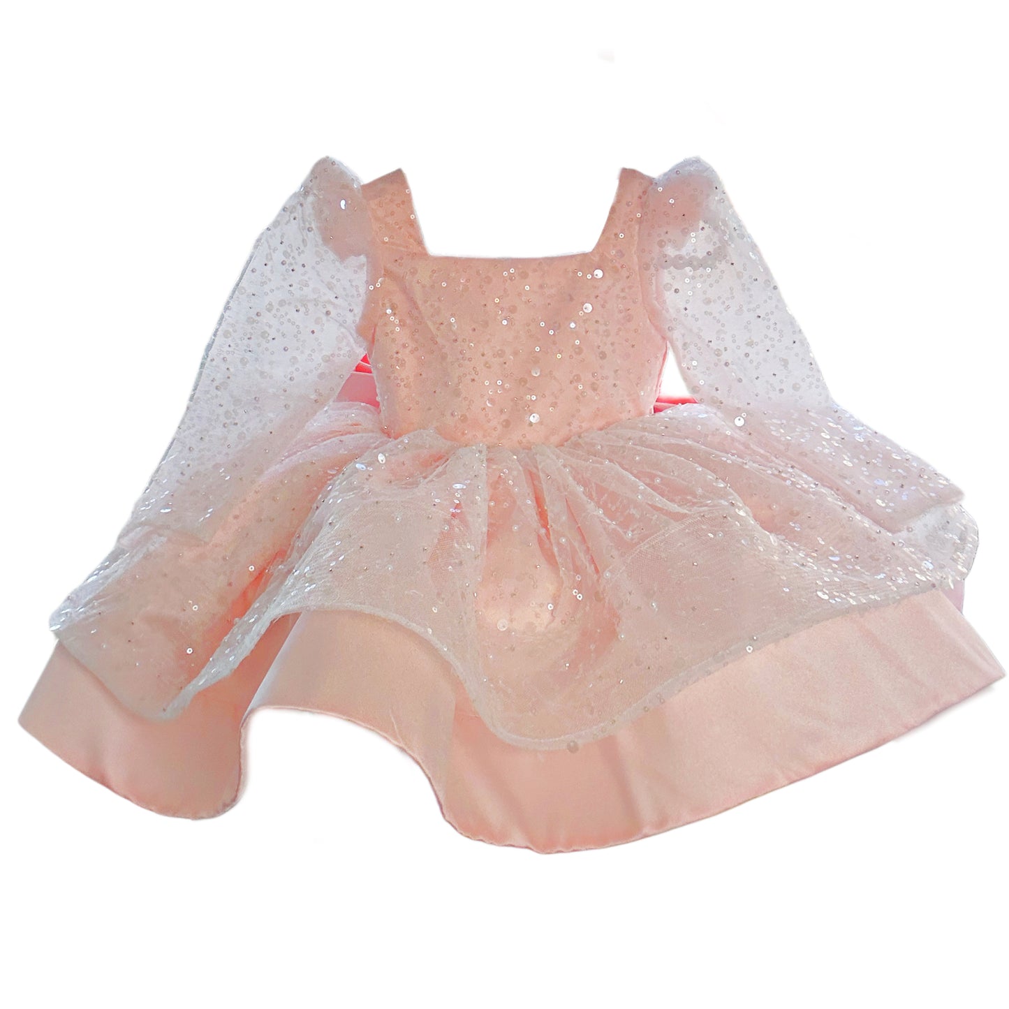 Vestido de fiesta con lentejuelas y lazo