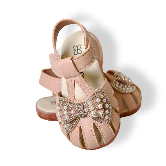 Sandalias para niña — PUNTA CERRADA Y LAZO CON BRILLOS