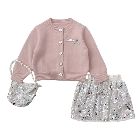 Set elegante y abrigado de tres piezas