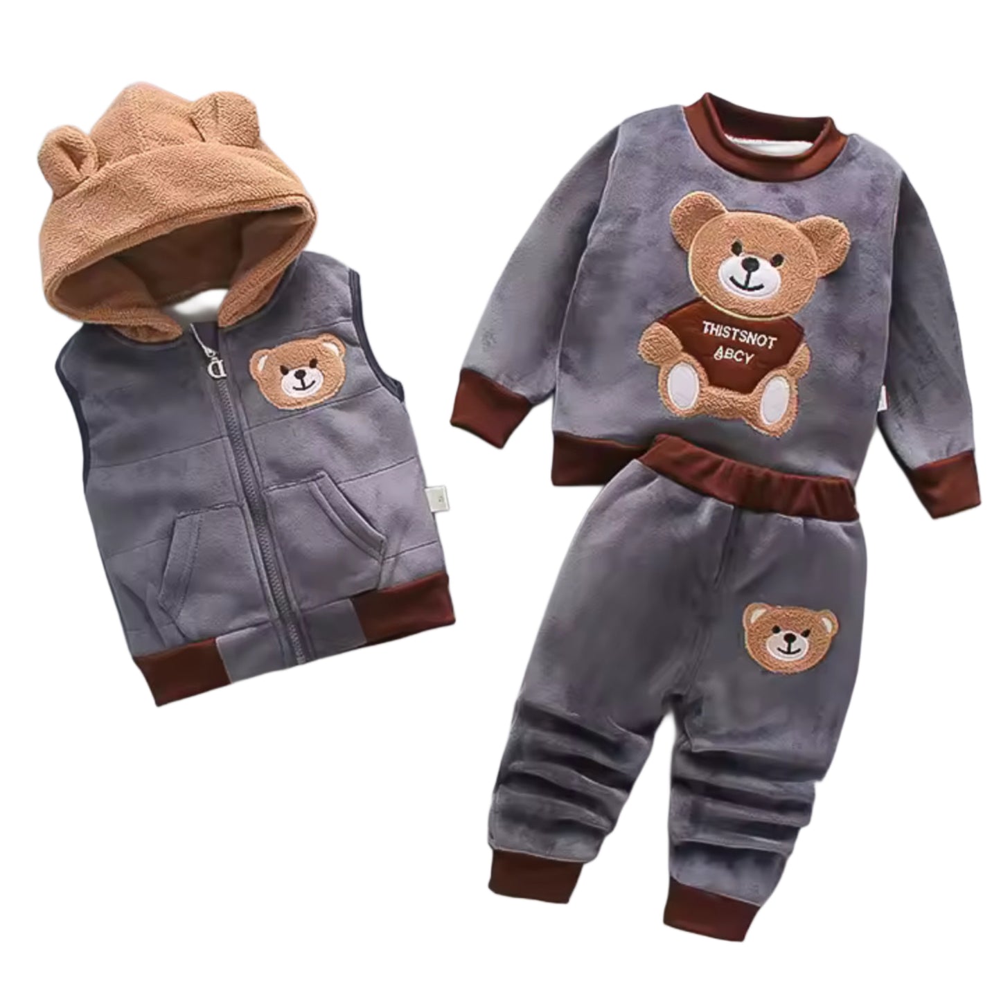 Conjunto térmico de 3 piezas con diseño de osito