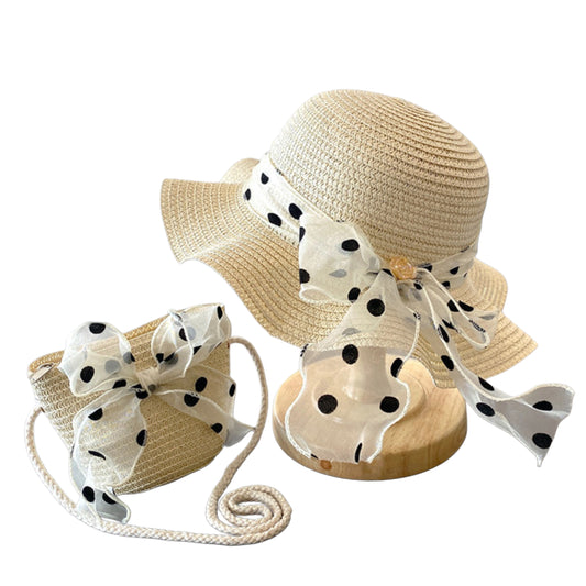 Set de verano para niña: sombrero y cartera con lazo