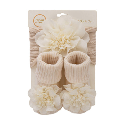 Set para niña (0 a 2 años) — calcetines y cintillo