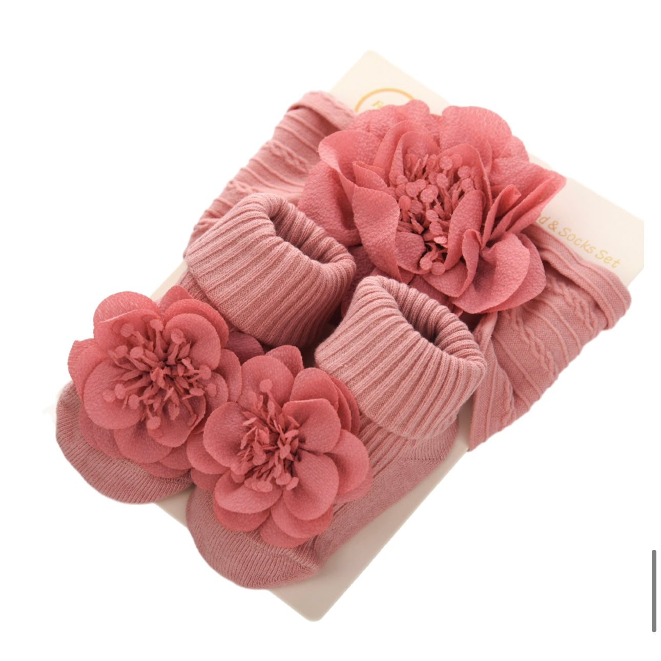 Set para niña (0 a 2 años) — calcetines y cintillo