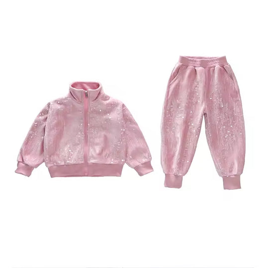Conjunto para niña de terciopelo con lentejuelas