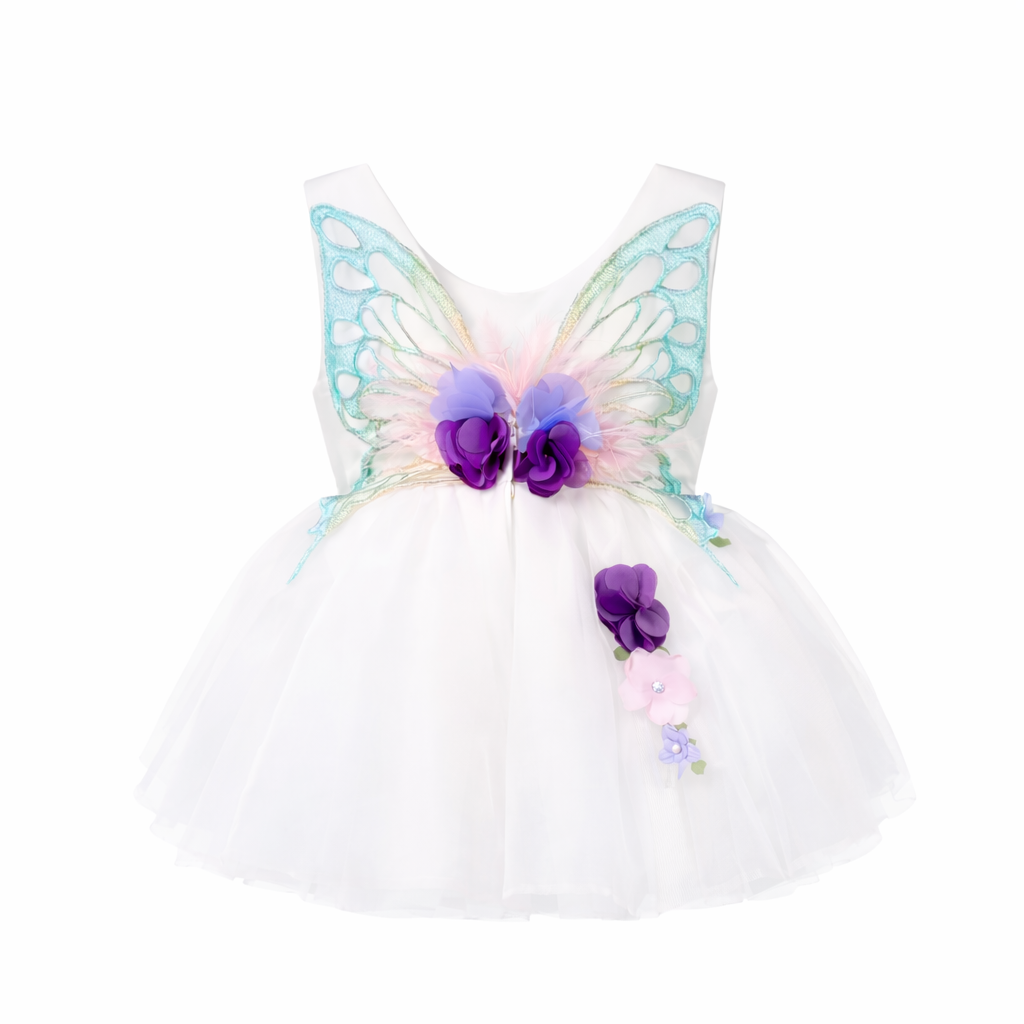 Vestido niña cumpleaños y ceremonia mariposas 3D tul 110 cm | Andali