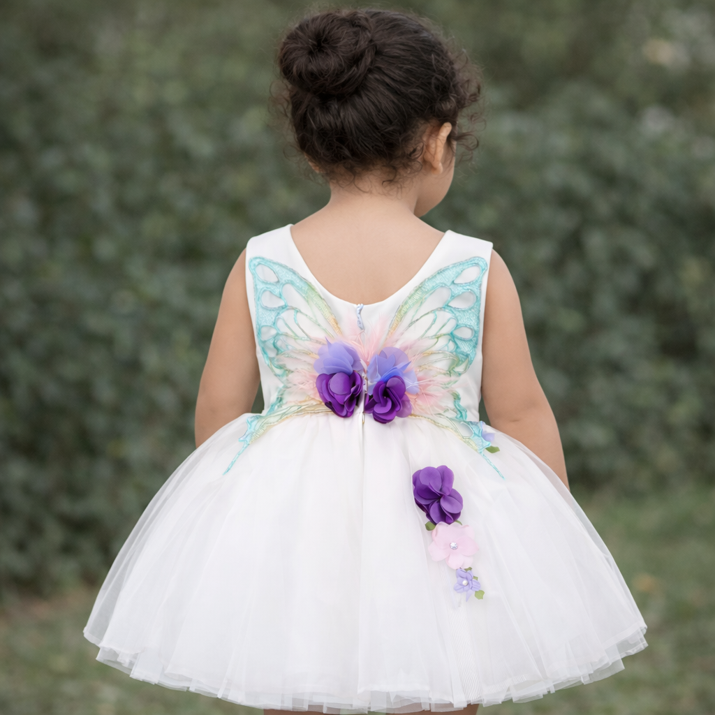Vestido niña cumpleaños y ceremonia mariposas 3D tul 110 cm | Andali