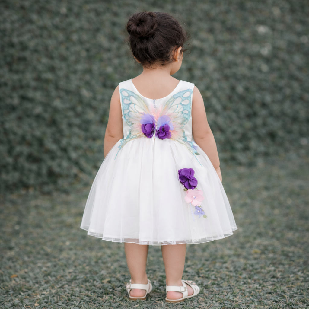Vestido niña cumpleaños y ceremonia mariposas 3D tul 110 cm | Andali