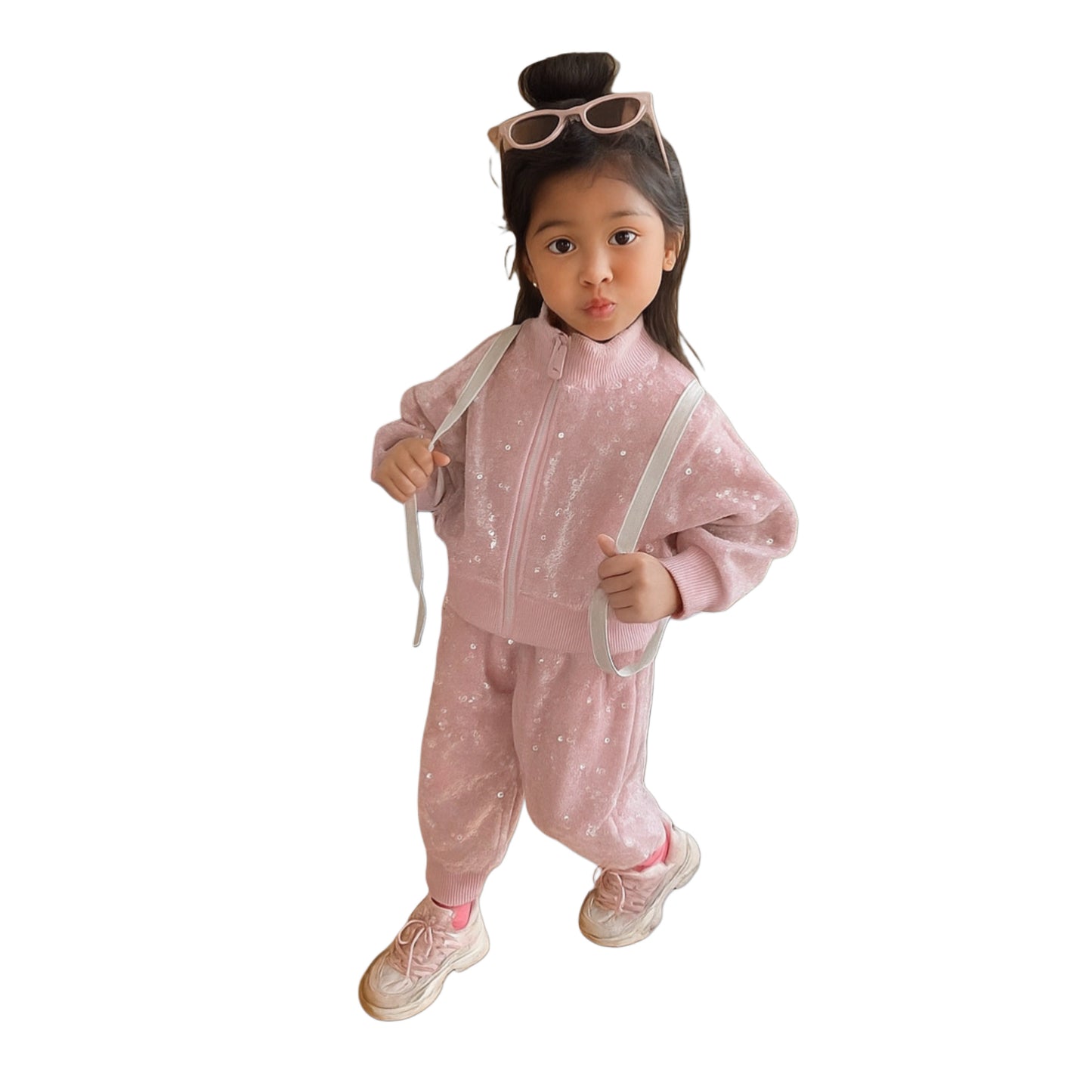Conjunto para niña de terciopelo con lentejuelas