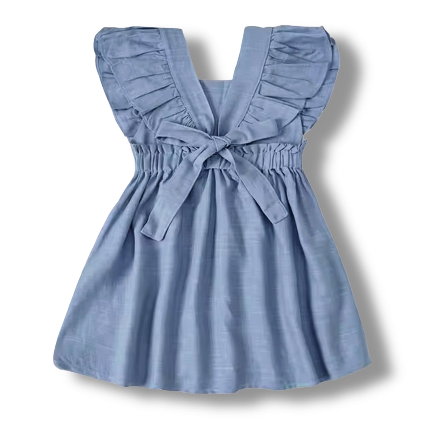 Vestido de lino con vuelos — blanco o celeste