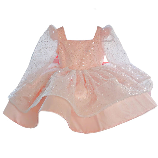 Vestido de fiesta con lentejuelas y lazo
